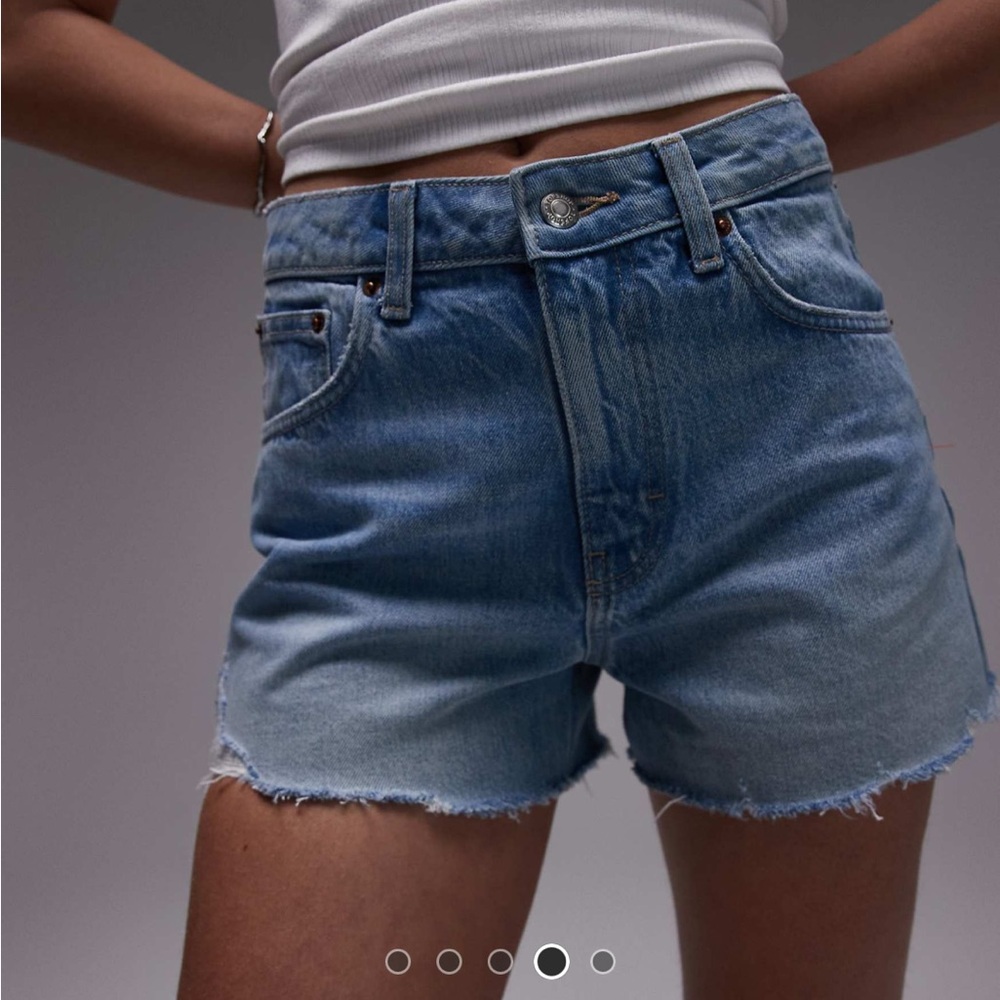 Topshop Moto Mom High Waist Shorts Raw Hem